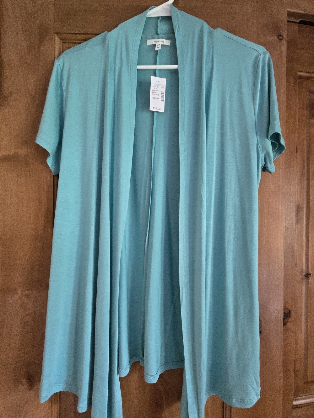 Maurices Teal Open-Front Short Sleeve Cardigan